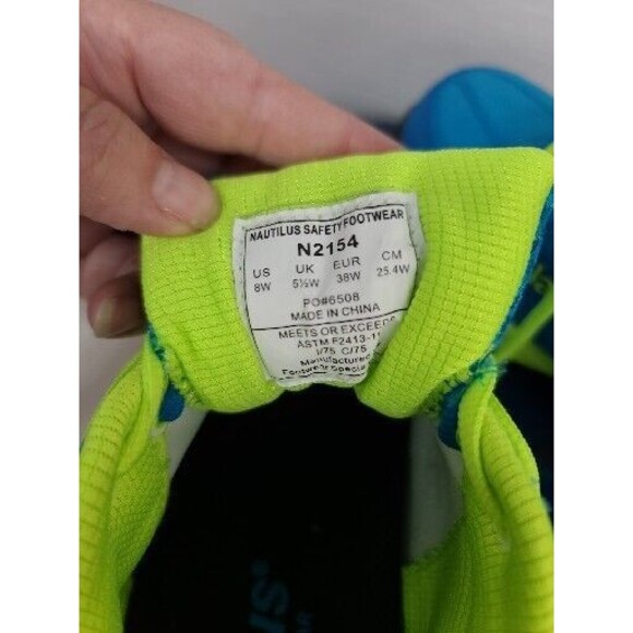 NIB Nautilus Safety Footwear - SZ 8W Blue/Green/Blue safety toe womans - Picture 6 of 12